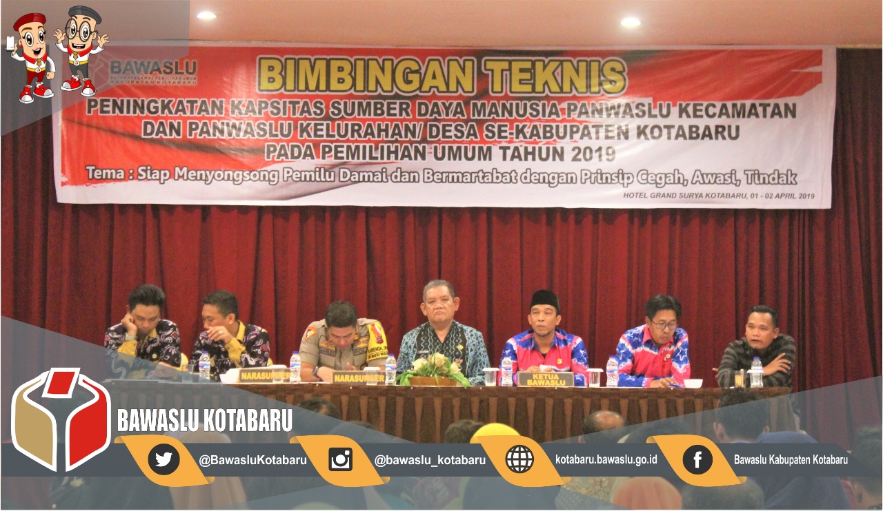 Hadapi Pemilu 2019, Bawaslu Kabupaten Kotabaru Gelar Bimtek Peningkatan Kapasitas SDM