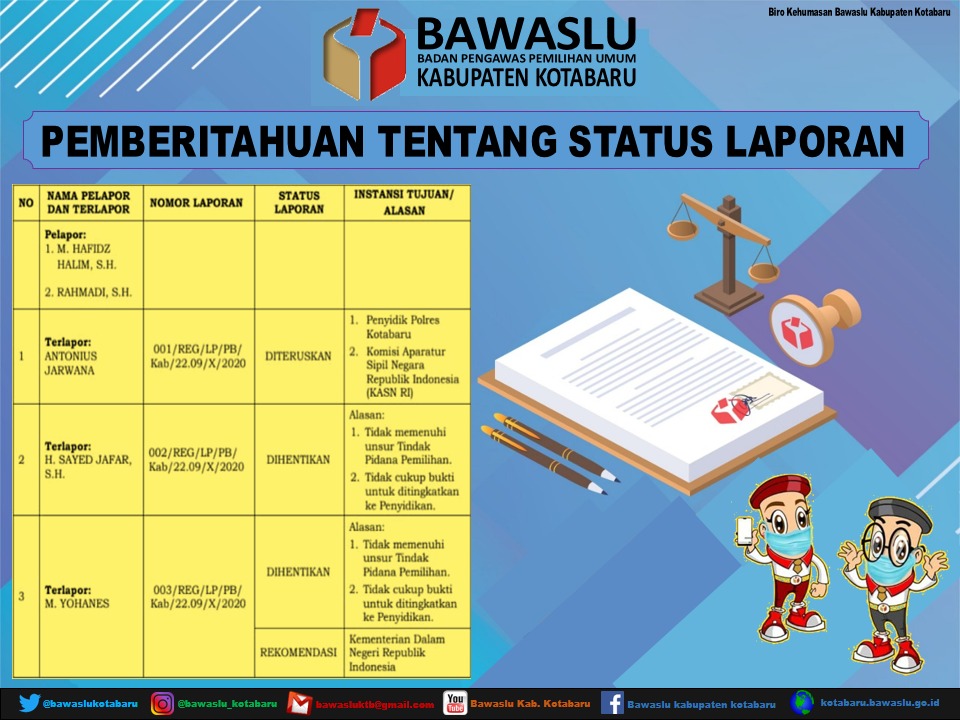 Bawaslu Kotabaru Tetapkan 3 Status Laporan Dugaan Pelanggaran