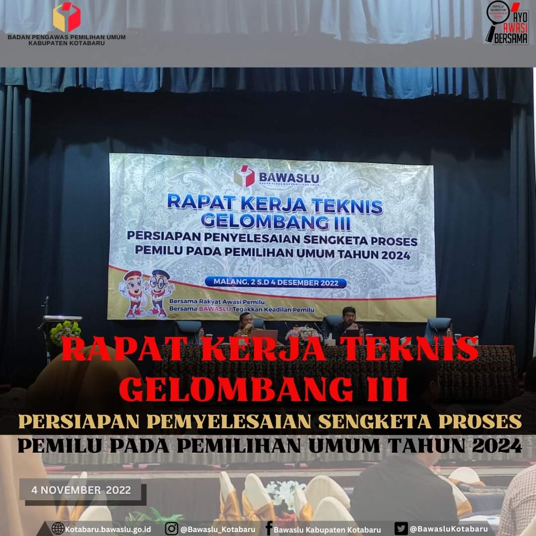 Rakernis Gelombang III Persiapan Penyelesaian Sengketa Proses Pemilu Pada Pemilu Tahun 2024