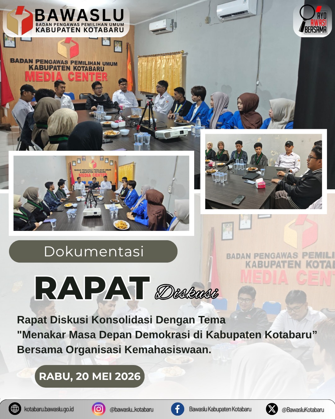 Kegiatan Diskusi Konsolidasi Demokrasi dengan tema “Menakar Masa Depan Demokrasi di Kabupaten Kotabaru” bersama organisasi kemahasiswaan