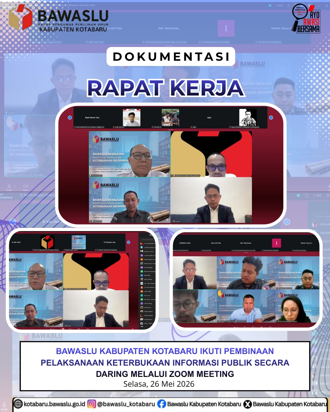 Bawaslu Kabupaten Kotabaru mengikuti kegiatan “Bawaslu Mengajar: Pembinaan Pelaksanaan Keterbukaan Informasi Publik” 