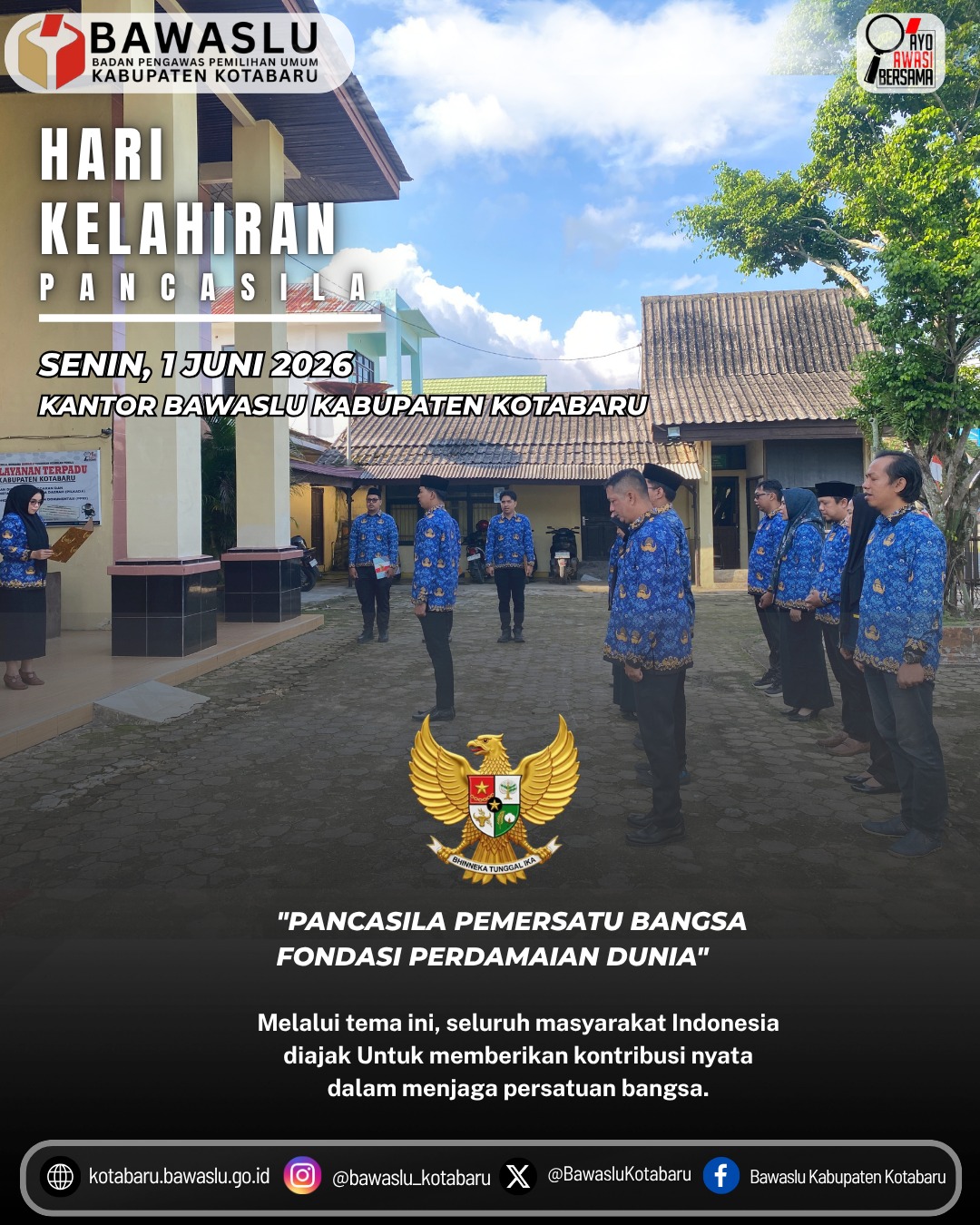 Bawaslu Kabupaten Kotabaru Laksanakan Upacara Peringatan Hari Lahir Pancasila Tahun 2026