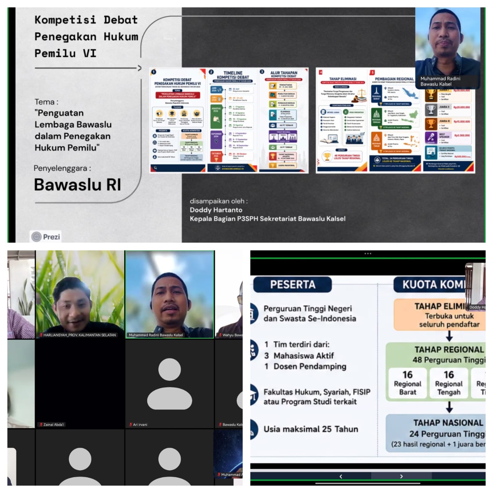 Bawaslu Kotabaru Ikuti Rapat Persiapan Kompetisi Debat Penegakan Hukum Pemilu VI