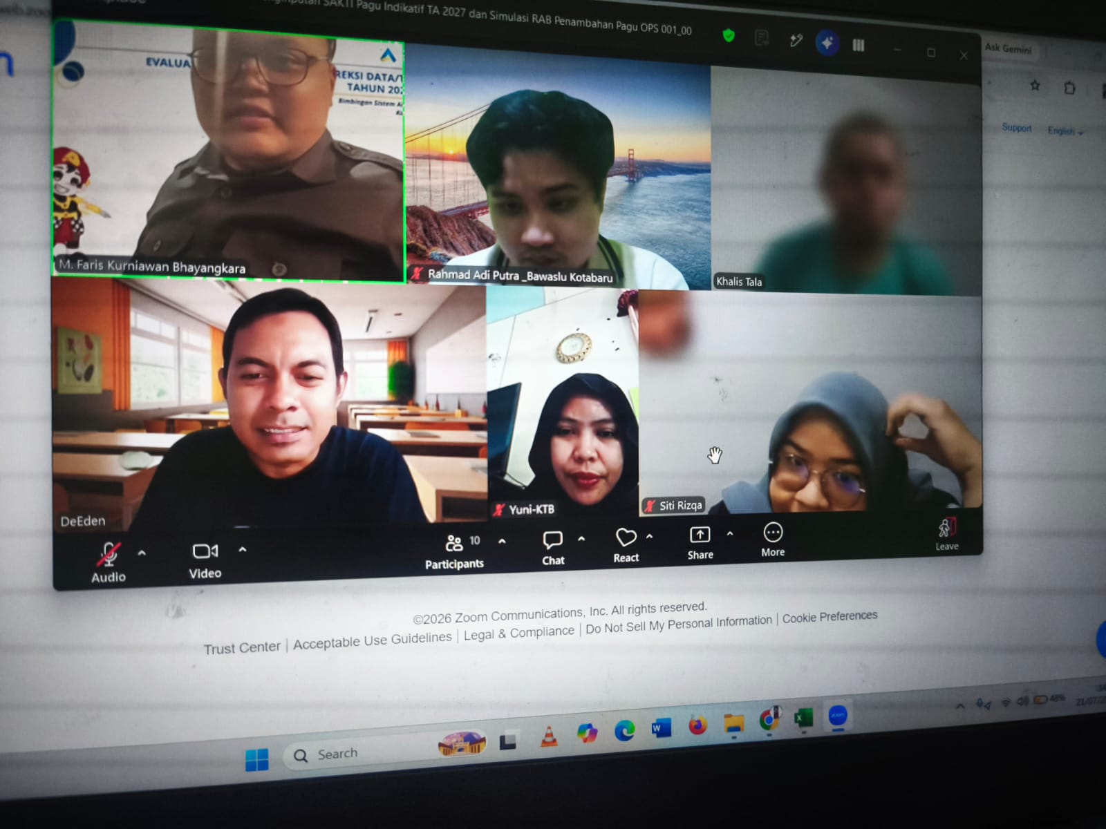 Bawaslu Kabupaten Kotabaru Ikuti Rapat Finalisasi Penginputan SAKTI Pagu Indikatif TA 2027