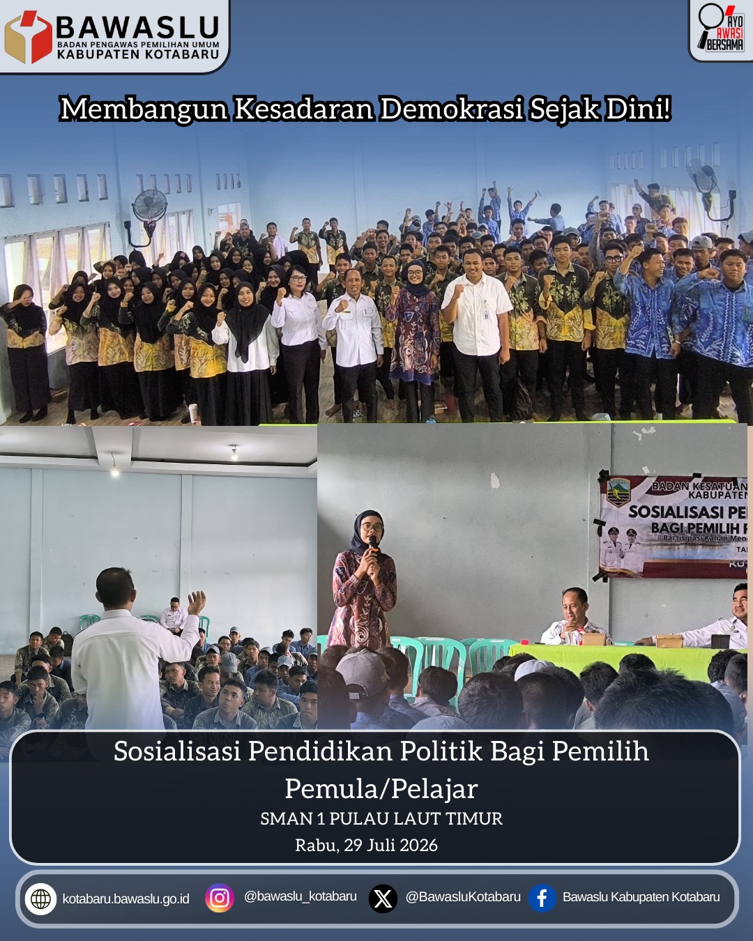 Bawaslu Kotabaru Edukasi 100 Pemilih Pemula di Pulau Laut Timur, Dorong Terwujudnya Demokrasi Berkualitas