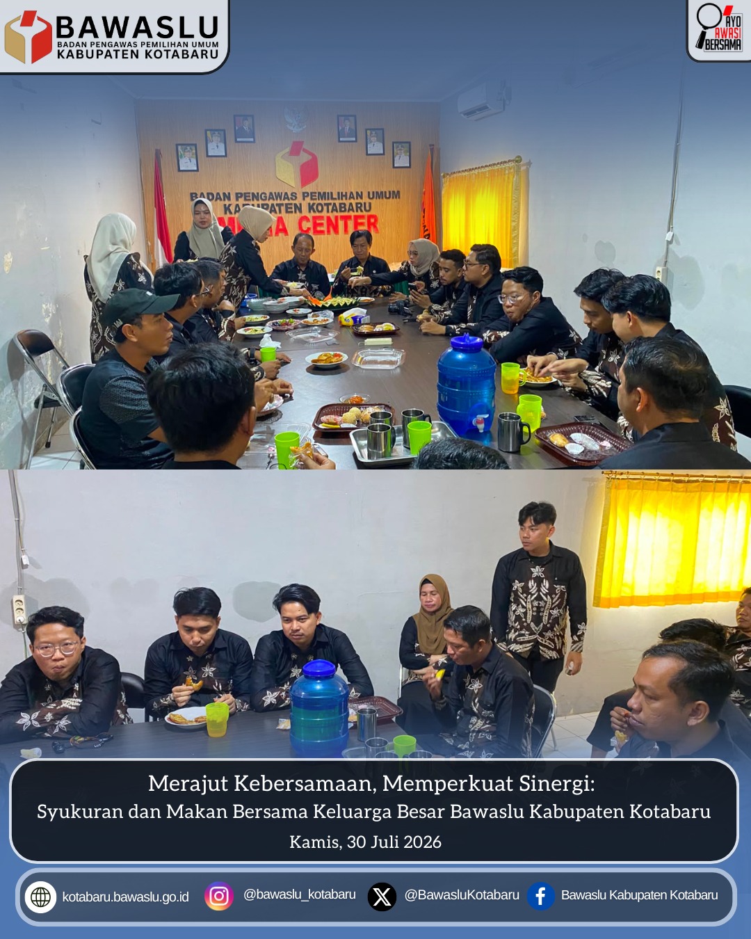 Bawaslu Kotabaru Gelar Syukuran dan Makan Bersama, Perkuat Kebersamaan Jajaran