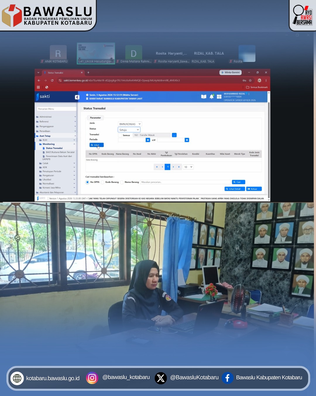 Bawaslu Kabupaten Kotabaru Ikuti Rapat Biro Keuangan dan BMN Bahas Listing Sejarah Transaksi Barang Milik Negara