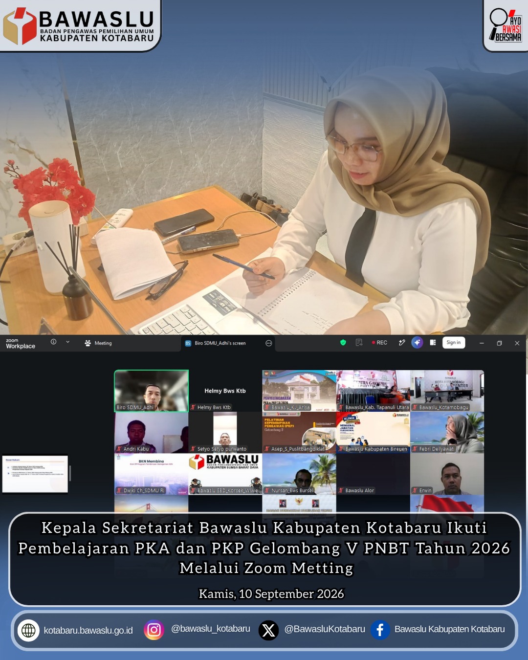 Bawaslu Kotabaru Ikuti Pembelajaran PKA dan PKP Gelombang V PNBT Tahun Anggaran 2026