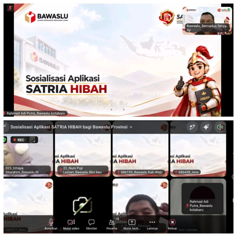 Bawaslu Kotabaru Ikuti Sosialisasi Aplikasi SATRIA HIBAH oleh Bawaslu RI