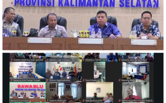 Bawaslu Kabupaten Kotabaru mengikuti rapat awal tahun yang diselenggarakan oleh Bawaslu Provinsi Kalimantan Selatan secara daring